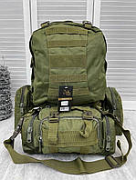 Рюкзак тактичний ЗСК із підсумками 4 в 1, тактичний штурмовий військовий рюкзак олива модульний