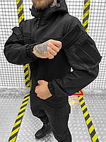 Полицейская тактическая форма, костюм тактический soft shell черный, форма черная полиция утепленная if168