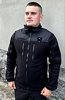 Кофта флисовая черная полиция плотная 340 грамм/м3, тактическая флисовая кофта черная с карманами if168