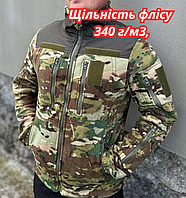 Армейская флиска 340г/м3, кофта флисовая мультикам всу, флиска камуфляж, флиска военная теплая мультикам if168