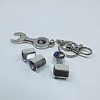 Захисні ковпачки на ніпеля BMW M + ключик-брелок у подарунок! Колір хром, фото 2