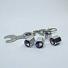 Захисні ковпачки на ніпеля BMW M + ключик-брелок у подарунок! Колір хром, фото 4