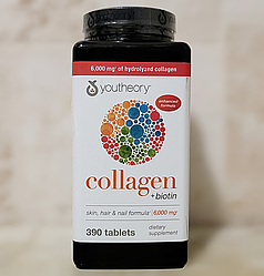 Колаген гідролізований Youtheory Collagen Plus Biotin 390 таблеток