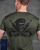 Мужская тактическая футболка хаки с принтом, армейская футболка олива coolmax, футболка хаки олива if168