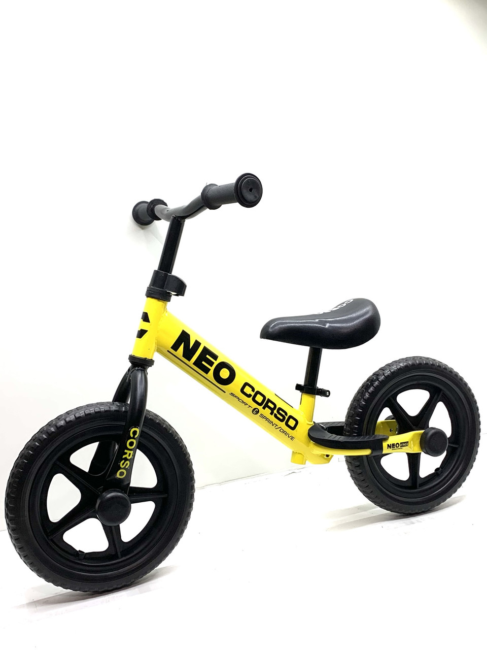 Велобіг CORSO NEO сталева рама колеса 12 дюймів підставка для ніг Жовтий (EN-40701)