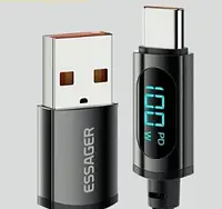 Кабель Essager USB на Type C 100W с цифровим дисплеем 2 м Черный