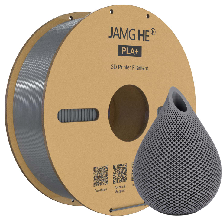 Пластик в котушці для 3D друку ​​PLA+ Jamg He 1,75 мм 1 кг сірий