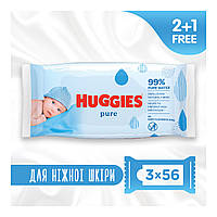 Детские влажные салфетки Huggies Ultra Comfort Pure 56 х 3 шт (5029053550091)(1894702680756)