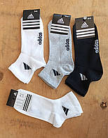 Носки подростковые укороченные однотонные adidas хлопок сетка размер 36-40 (1уп-12 пар) цвета миксом