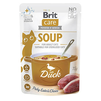 Додатковий вологий корм для котів з качкою Brit Care Soup with Duck 75 г