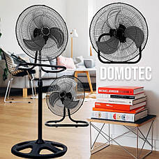 Вентилятор підлоговий 3в1 Domotec настільний настінний з металевими лопатями 3 швидкості 55 Вт, фото 6