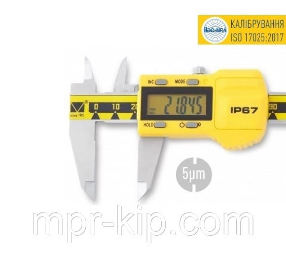 Штангенциркуль цифровий ШЦЦС-І-200, IP67, крок вимірювання 0,005 мм, точність ±0,03мм, ISO 17025, Україна., фото 1