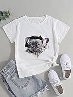 Стильная футболка с 3D накатом Собачка белый- RudSale