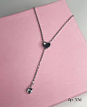 Срібне кольє з сердечками 65см, фото 3