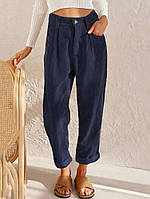Вельветовые брюки с карманами синий- RudSale