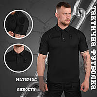 Тактична футболка чорна поліція, футболка з липучкою під шеврони, армійська футболка police if168