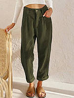 Вельветовые брюки с карманами зеленый- RudSale