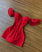 Современное платье с чашками в длине мини красный- RudSale