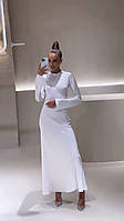 Красивое женственное платье макси микродайвинг белый- RudSale
