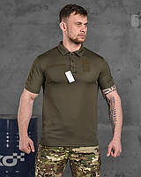 Тактическая футболка поло олива, военная футболка поло хаки, футболка олива с липучками под шевроны if168