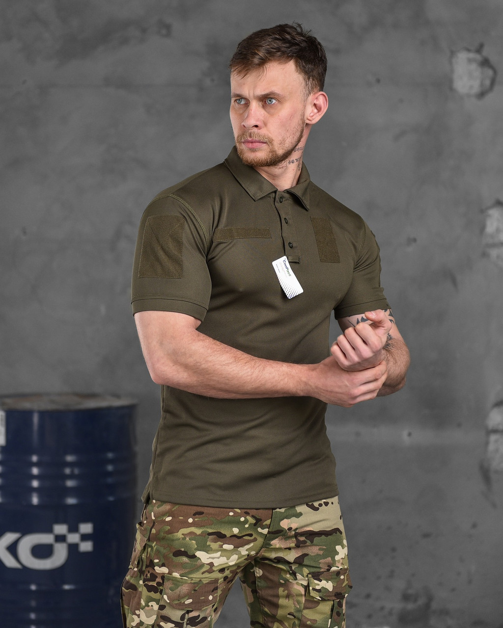 Військова футболка поло зсу, тактична футболка поло хакі, футболка чоловіча поло coolpass олива if168