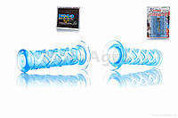 Грипсы (ручки руля) универсальные синие, прозрачные с рисунком "KOSO" ТАЙВАНЬ (+наклейка)