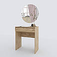 Туалетний столик із круглим дзеркалом 750*700*450 мм Дуб Тахо/Білий, фото 5