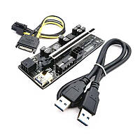 20 Шт. Райзер Sata 6 Pin v010S Plus USB 3.0 PCI-E 1X-16X Riser для видеокарт 60см плата расширения майнинг
