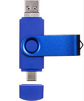 Флэш накопитель 64 GB 3в1 USB 2.0 MicroUSB Type-C компактная флешка тайпси для смартфона 64ГБ Код/Артикул 10