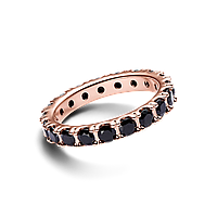 Серебряное кольцо Pandora Пандора "Черная блестящая полоса" в позолоте 180050C02
