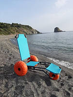Пляжне крісло-шезлонг на 3 колеса + підлокітники і ремінь безпеки, Beachstar 1514.3