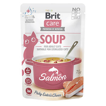 Додатковий вологий корм для котів із лососем Brit Care Soup with Salmon 75 г