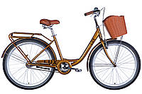 Велосипед ST 26" Dorozhnik LUX Velosteel рама-17" бронзовый с багажником задн. St с корзиной Pl с крылом St