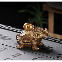 Фигурка для чайной церемонии, Чайная игрушка, золотая,драконовая черепаха, материал Полимер