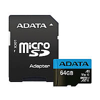 Карта памяти ADATA 64GB microSD class 10 UHS-I A1 Premier (AUSDX64GUICL10A1-RA1)(1866942094756)