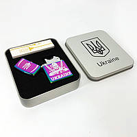Дуговая электроимпульсная USB зажигалка Украина (металлическая коробка) HL-449. IN-689 Цвет: хамелеон
