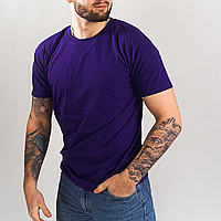 Мужская фиолетовая футболка хлопковая базовая размер S чоловіча футболка фіолетова