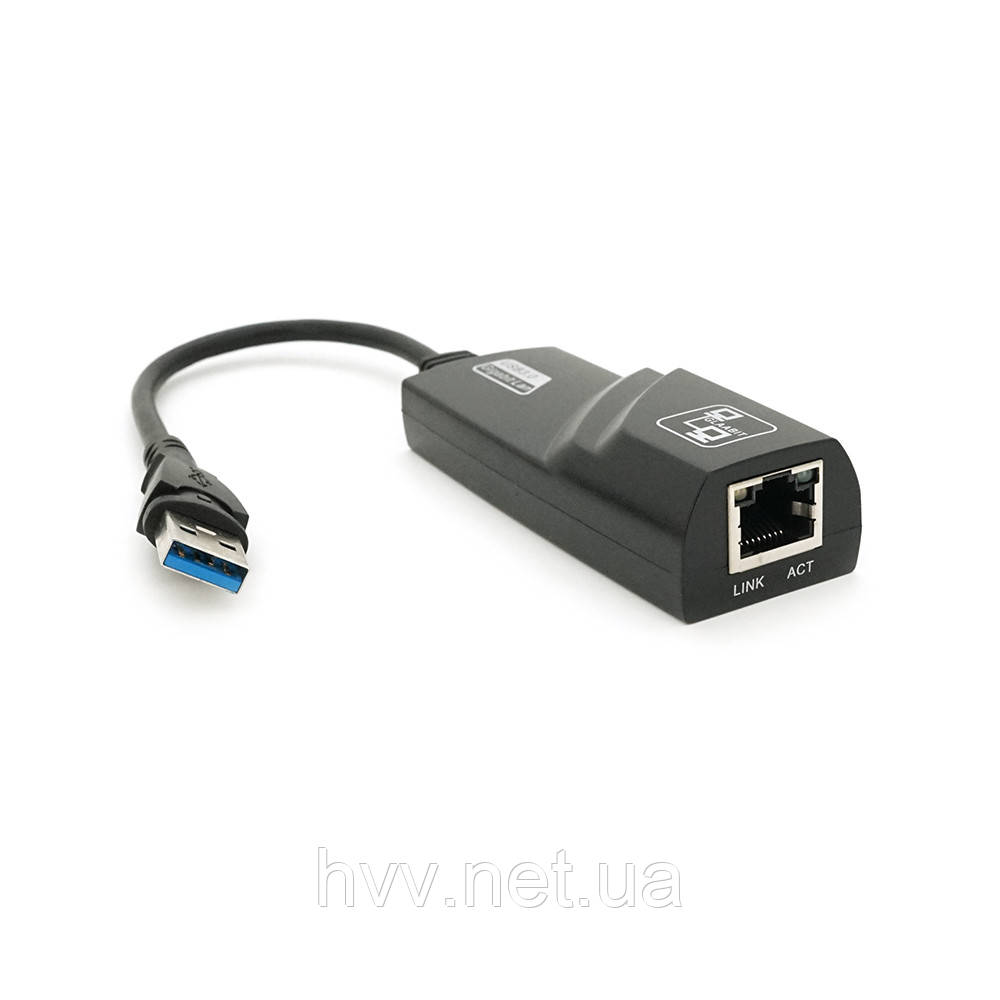 Контролер USB 3.0 to Ethernet — Мережевий адаптер 10/100/1000Mbps з дротом, Black, Blister Q100