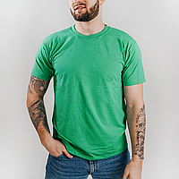 Мужская зеленая футболка хлопковая базовая размер S чоловіча футболка зелена