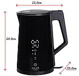 Електрочайник Adler AD 1345 чорний LED з регулятором температури 1.7л STRIX, фото 6