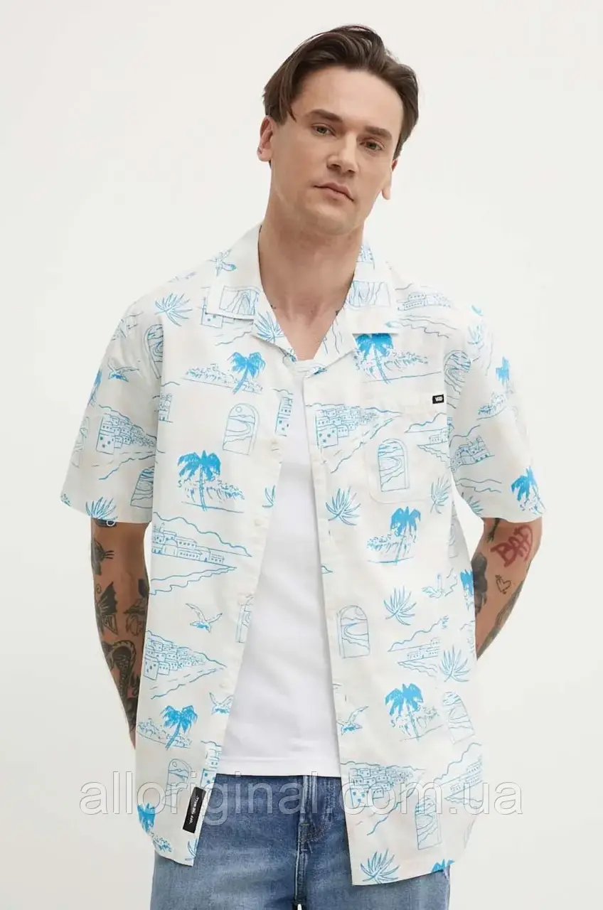 AllOriginal com ua Бавовняна сорочка Vans чоловіча колір білий regular РОЗМІРИ ЗАПИТУЙТЕ, фото 1