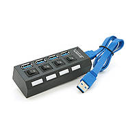 Хаб USB 3.0, 4 порта, з перемикачами, підтримка до 1TB, Пакет