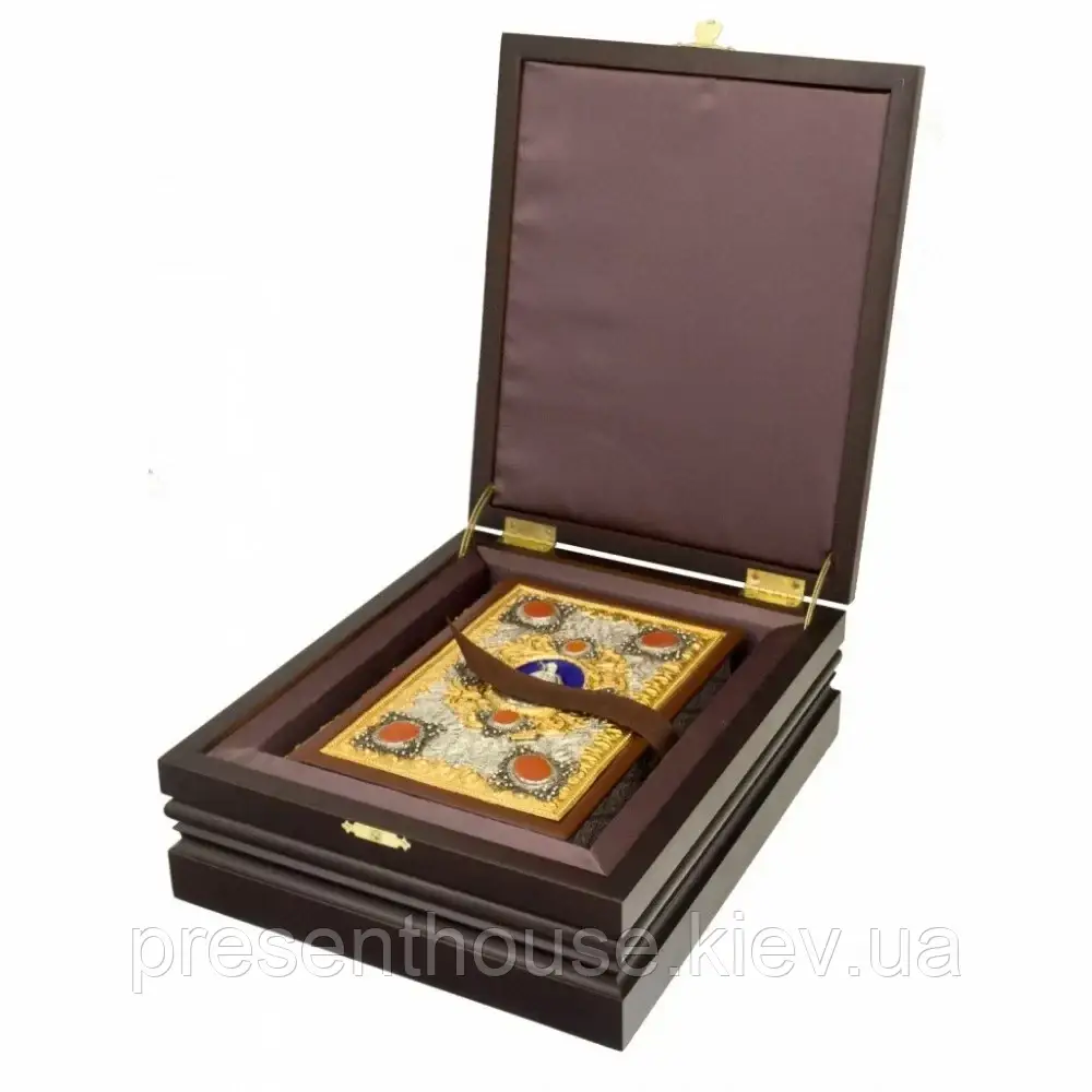 Подарункове видання кіги «Козацька Україна» з ювелірним декором і сердоліковими печатками в дерев'яному футлярі, фото 1