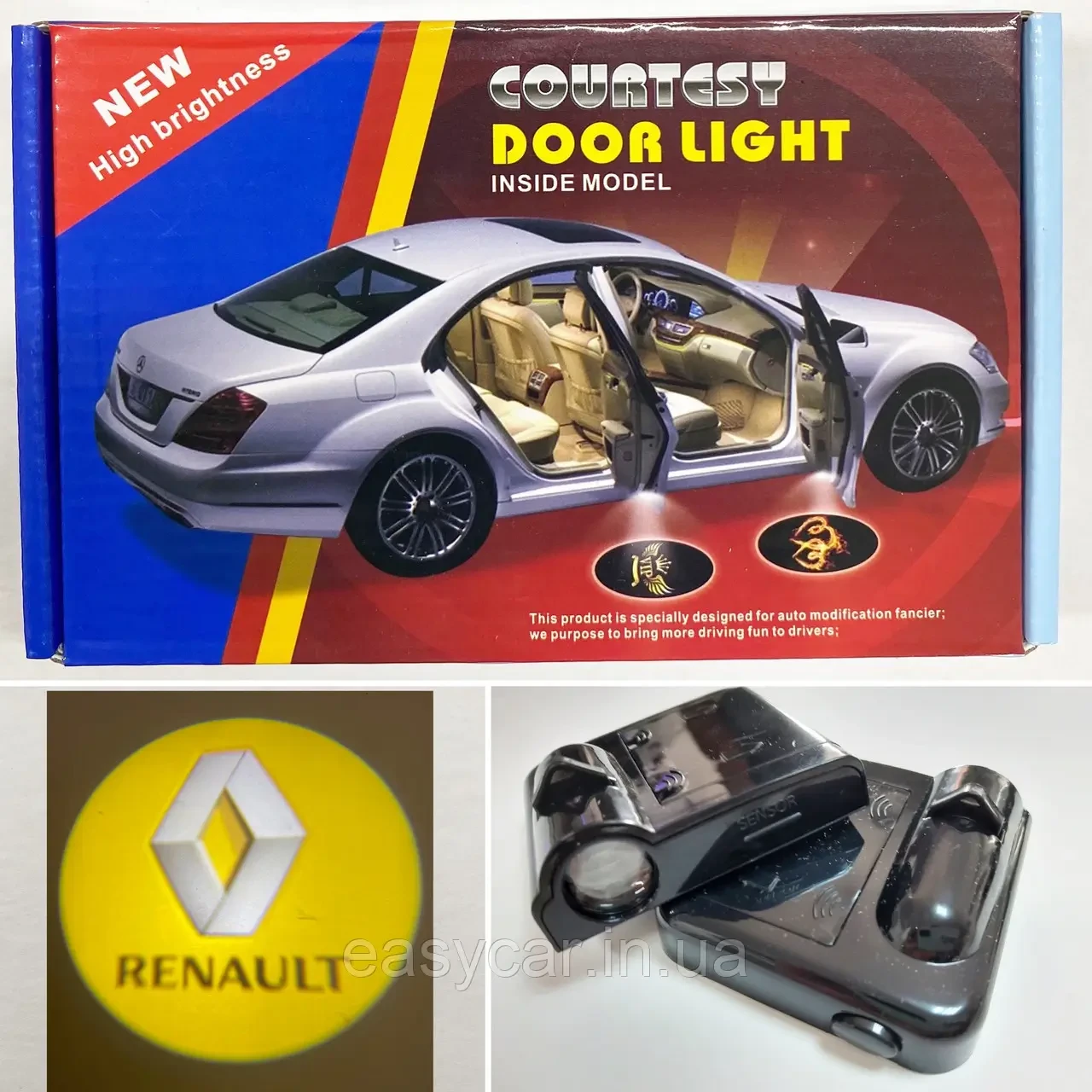 Универсальная подсветка двери Renault Рено Lazer door logo light на батерейках
