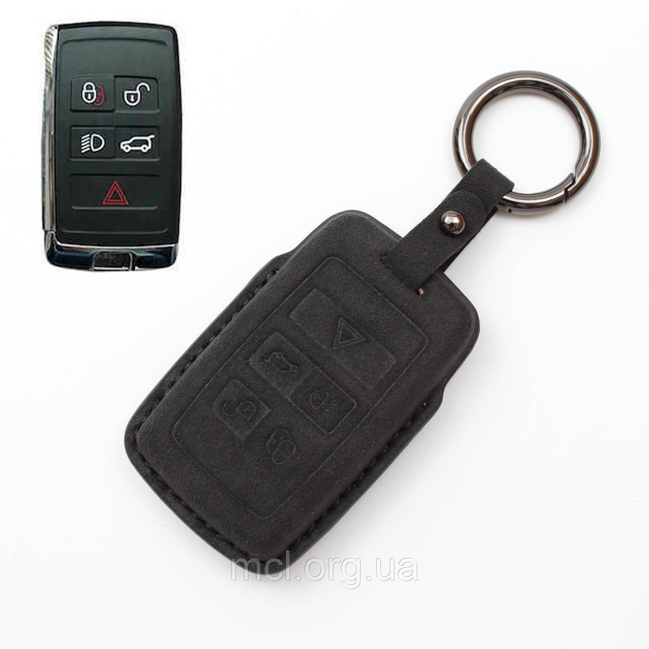 Чохол з алькантари для ключа Land Rover, Range Rover Sport, Velar, Evoque, Freelander, Discovery (чорний)