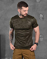 Тактическая потоотводящая футболка олива, армейская мужская военная футболка мультикам