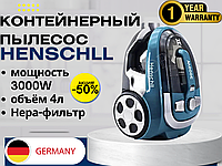 Циклонный контейнерный пылесос Henschll 3000W (синий) Мощный пылесос циклонного типа без мешка для сбора пыли.