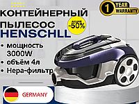 Мощный колбовый пылесос Henschll 3000W Без мешка,Пылесос контейнерный циклонного типа 4 литра. (фиолетовый)