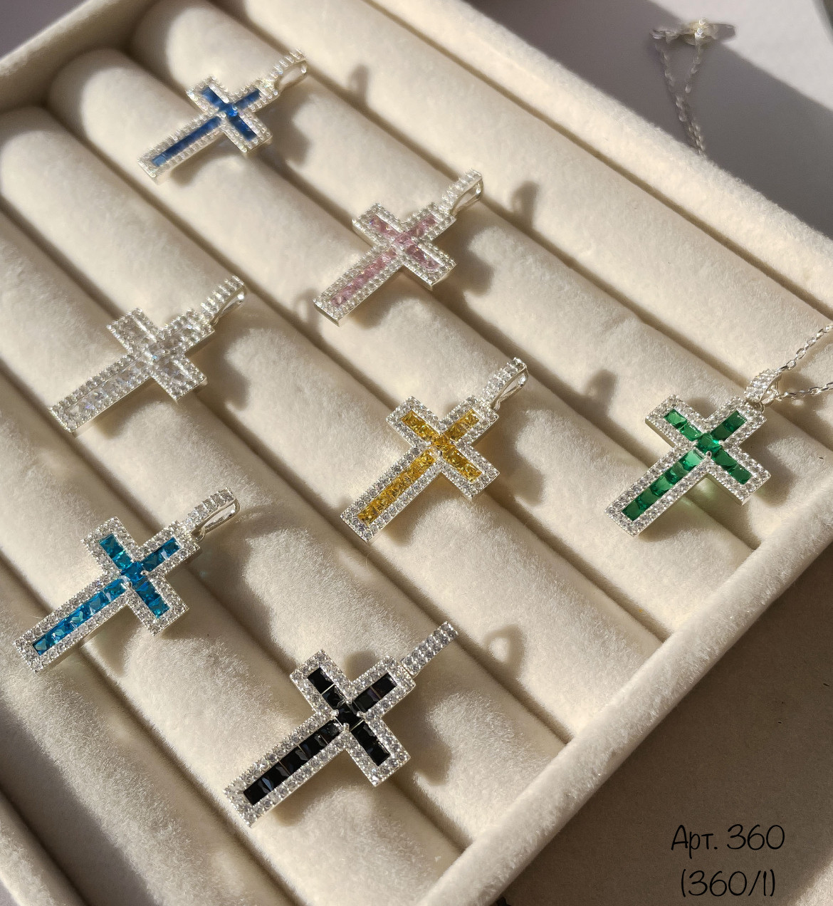 Срібний хрестик (різні кольори), фото 1