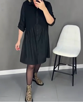 Классная платье-рубашка ассиметричный крой по талии черный- RudSale